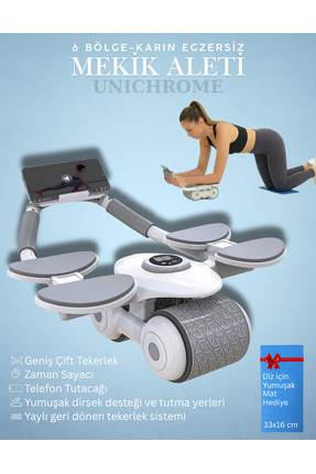 Unichrome Dijital Ekranlı Çek Bırak - Dirsek Destekli Mekik Aleti - Karın Egz...