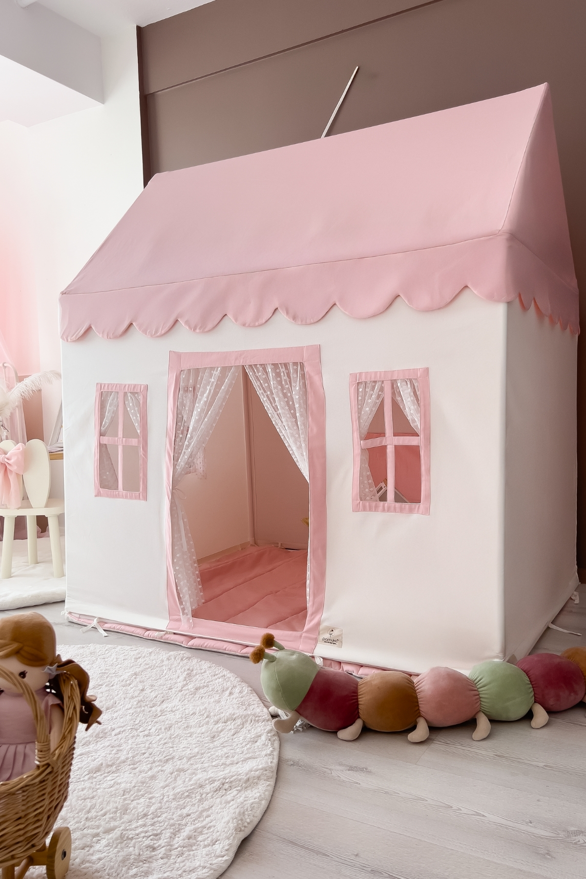 PAMUKA Oyun Evi Large Pembe Beyaz fotoğrafı 4 (önizleme)