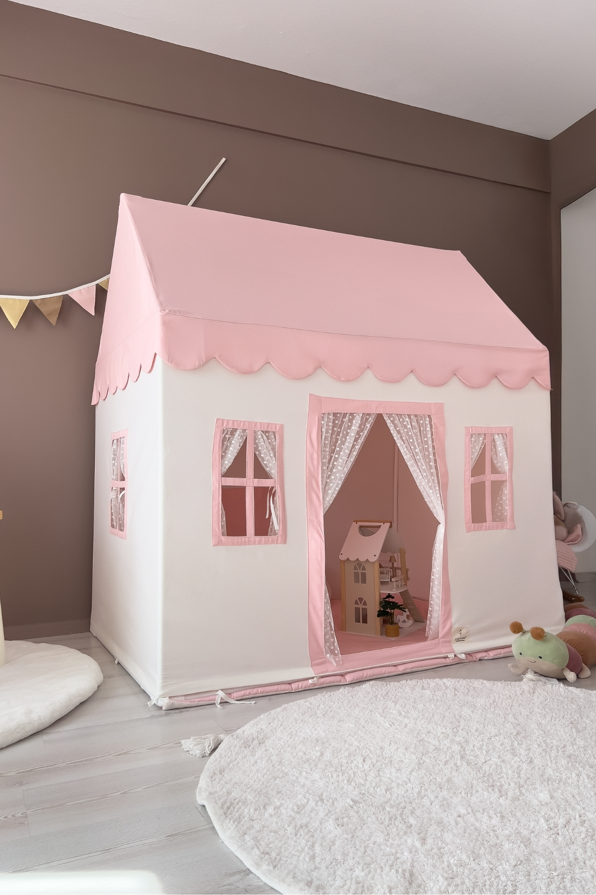 PAMUKA Oyun Evi Large Pembe Beyaz fotoğrafı 7 (önizleme)