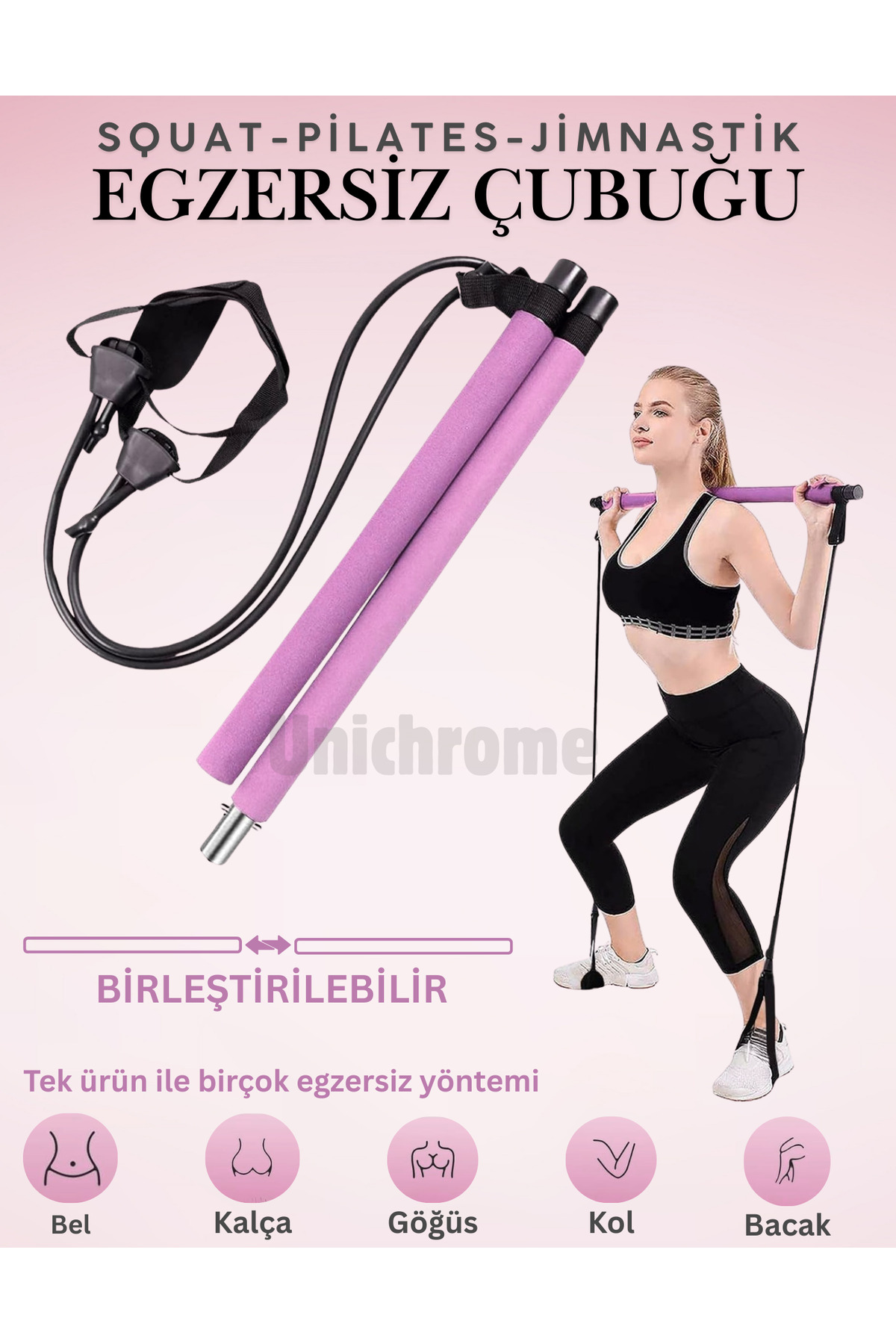 Folveit Squat Pilates Jimnastik Egzersiz Çubuğu Portable Studio