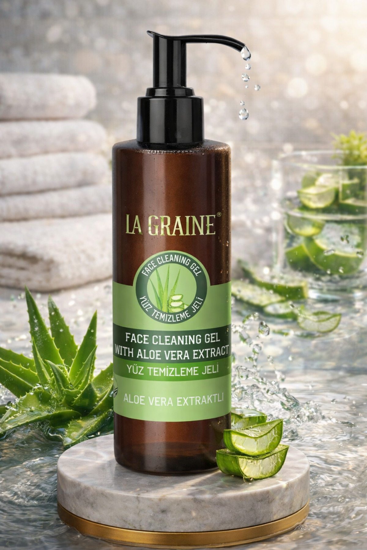 LA GRAİNE ALOE VERA NEMLENDİRİCİ ETKİLİ YÜZ TEMİZLEME JELİ 150ML — MM28-100 — تصویر 4 از 5