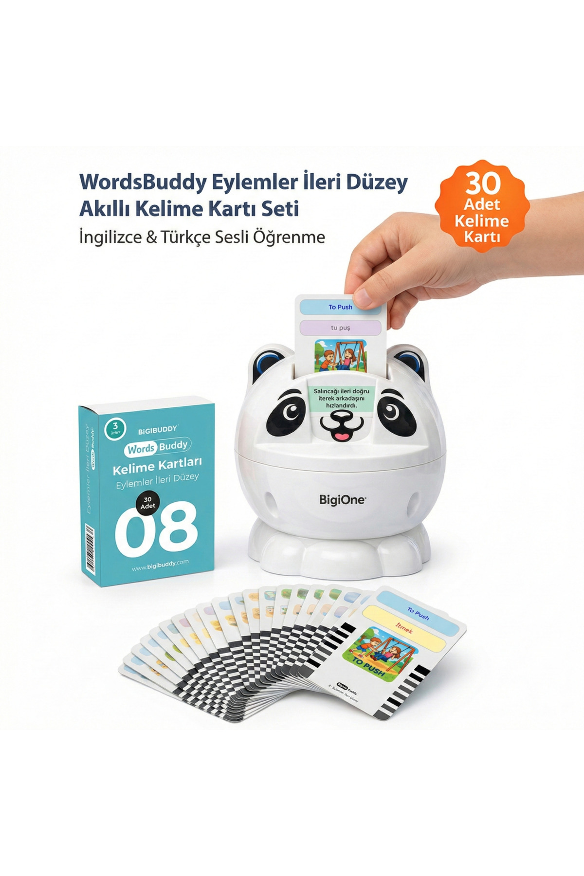 Bigibuddy İngilizce Türkçe Eğitici Sesli Çocuk Kelime Kartı WordsBuddy Eylemler Bigione İle Çalışır fotoğrafı 2 (önizleme)