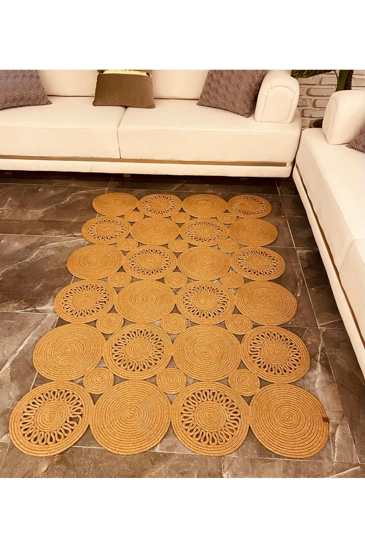 Straw Look Patterned Modern Handmade Rectangular Carpet Rug