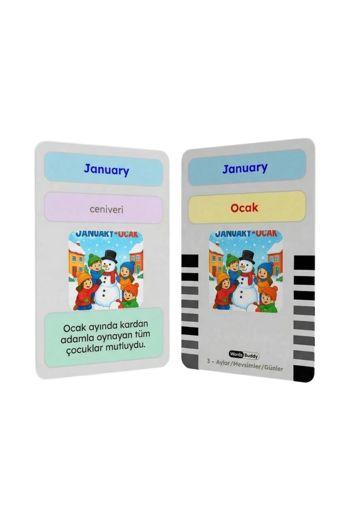 Bigibuddy İngilizce Türkçe Eğitici Sesli Kelime Kartı WordsBuddy Aylar Mevsimler 03 (BigiOne İle Çalışır) fotoğrafı 4 (önizleme)