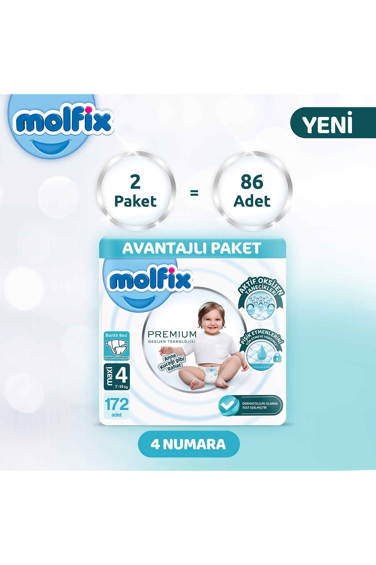 Molfix Premium Avantajlı Paket 4 Beden 172 Adet fotoğrafı 2 (önizleme)