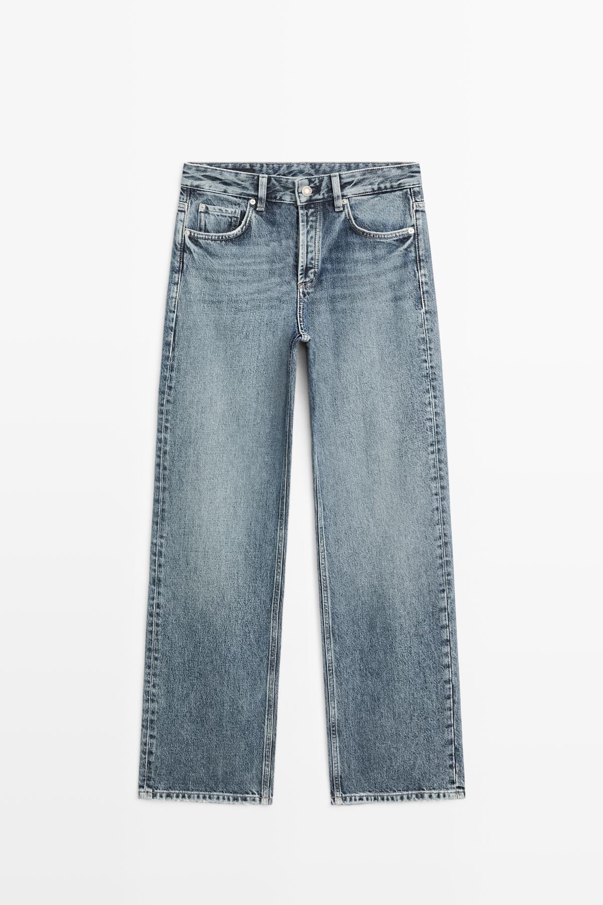 Massimo Dutti  Orta bel geniş paça jean - Görsel 5