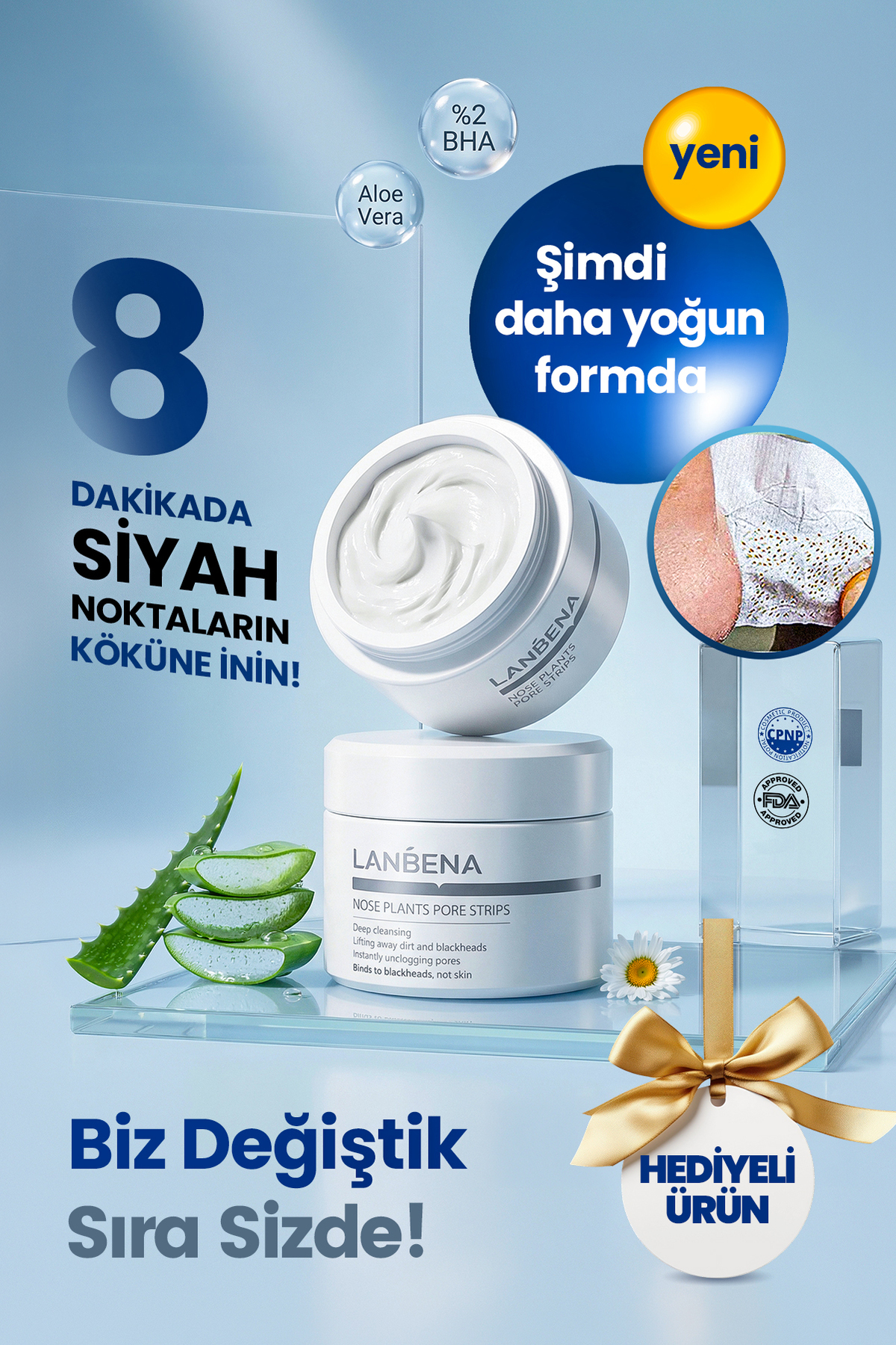 LANBENA Siyah Nokta Maskesi & Siyah Nokta Bandı Nose Plants (60 adet kağıt ile birlikte )