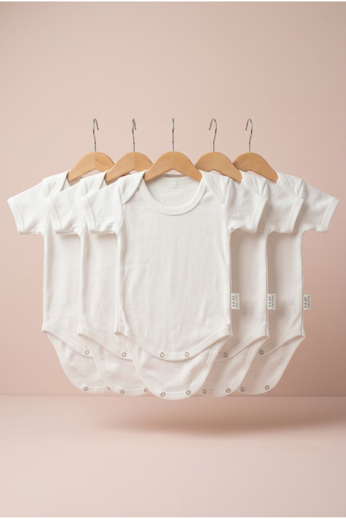 bebeqon Beyaz Kısa Kol Bebek Zıbın 5’li Paket Bisiklet Yaka Unisex Body Seti %100 Pamuk fotoğrafı 6 (önizleme)