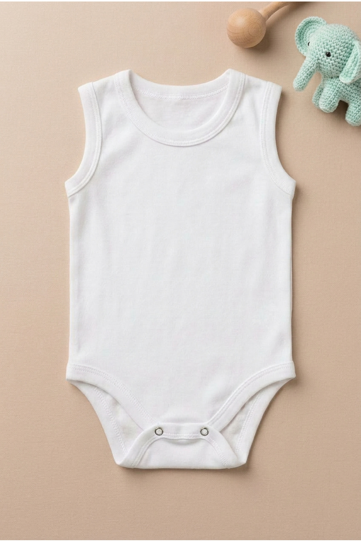 bebeqon %100 Pamuk Kolsuz Bebek Body 5’li Set Beyaz Çıtçıtlı Zıbın fotoğrafı 6 (önizleme)