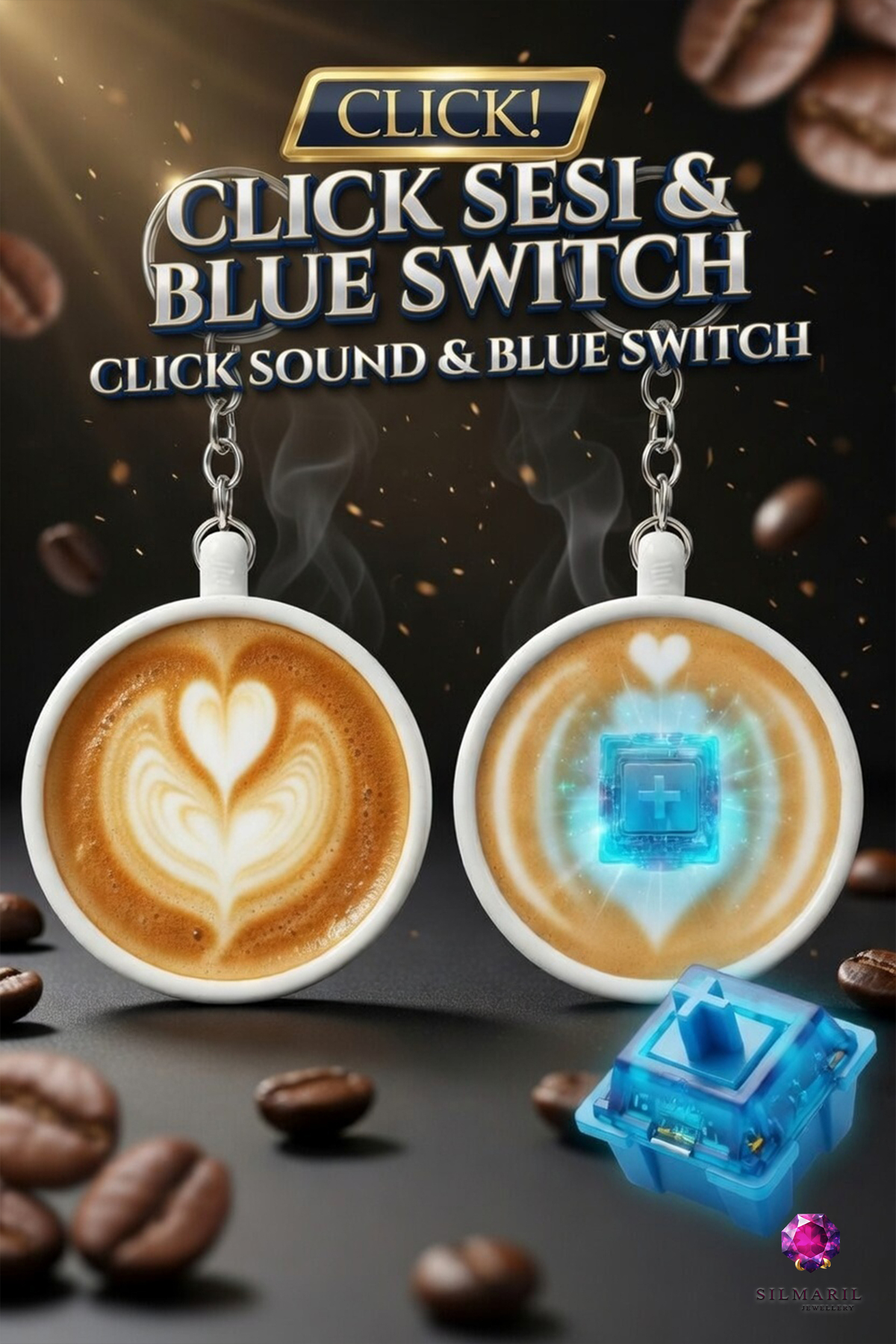 Kahve Latte Click Anahtarlık – Blue Switch Fidget Stres Anahtarlık | Sevimli Hediyelik & Çanta Süsü — Silmaril Store — Anahtarlık (6)