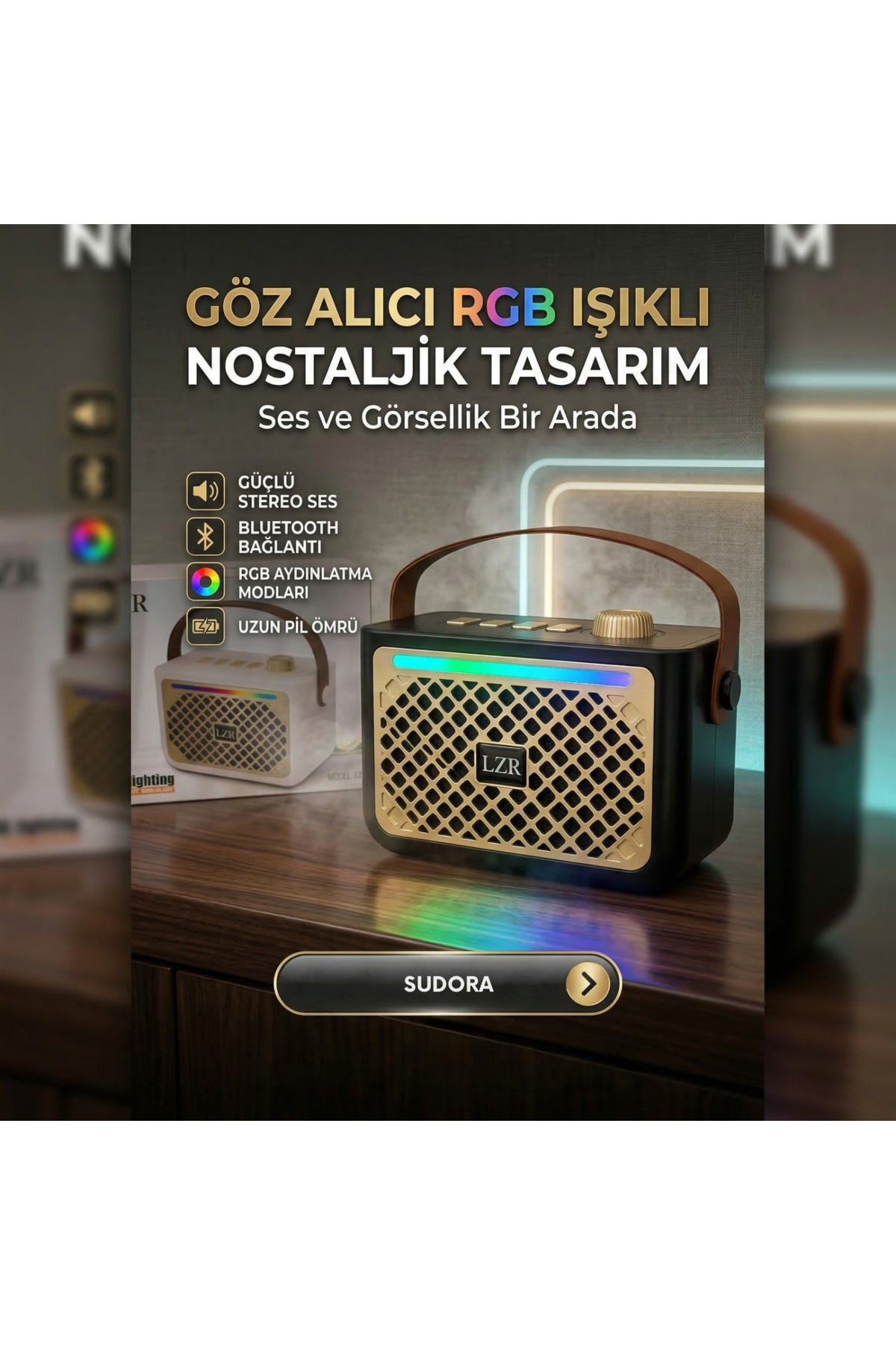 lzr A69 RGB ( Renk Değiştiren Işıklı) Bluetooth Hoparlör - Fiyatı