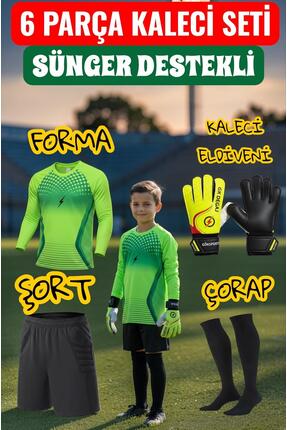 GK DEGAJ Çocuk Kaleci Eldiveni Sünger Destekli Çocuk Kaleci Forma Şort Çorap ...