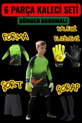 GK DEGAJ Dragon Desenli Çocuk Kaleci Eldiveni Sünger Destekli Çocuk Kaleci Fo...