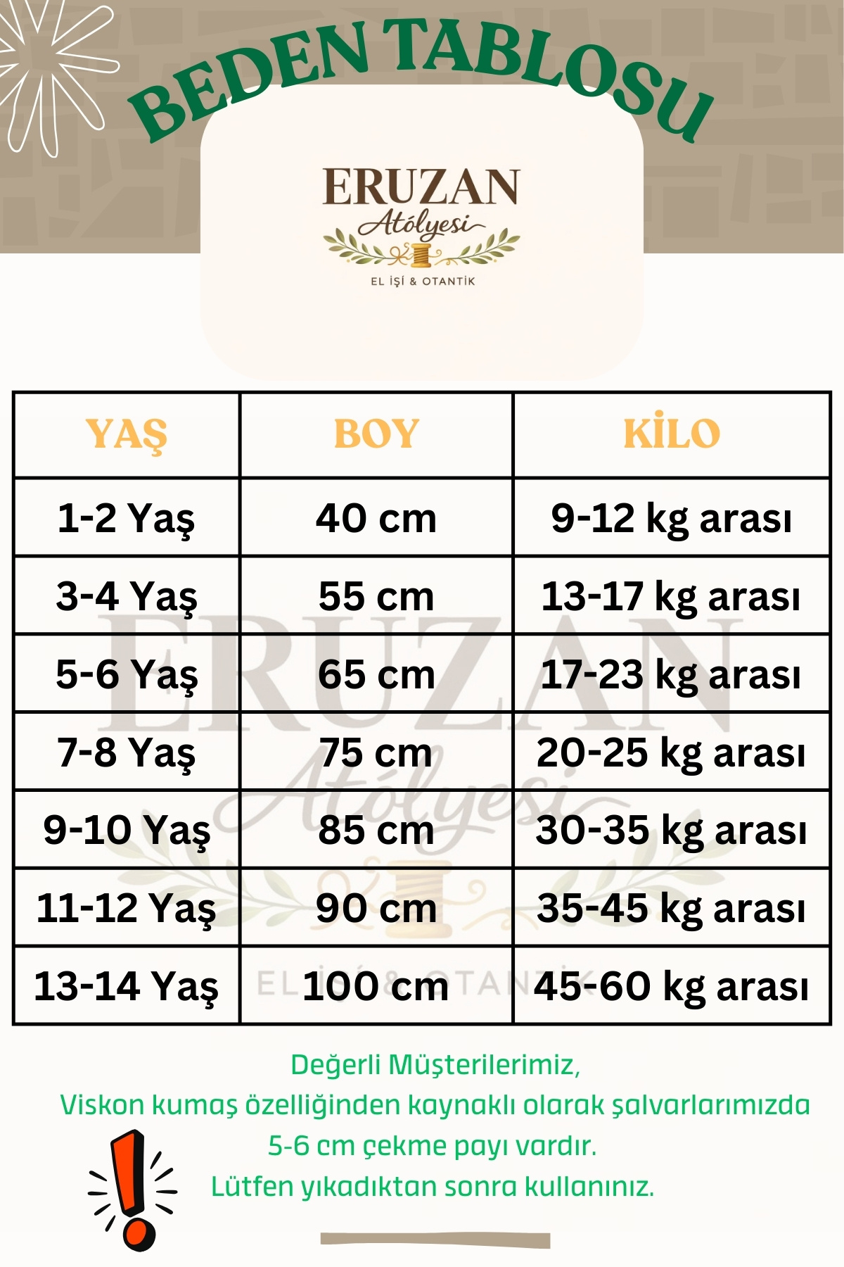 EruZan Kız Çocuk Lastikli Viskon Desenli Şalvar 1-12 Yaş fotoğrafı 3 (önizleme)