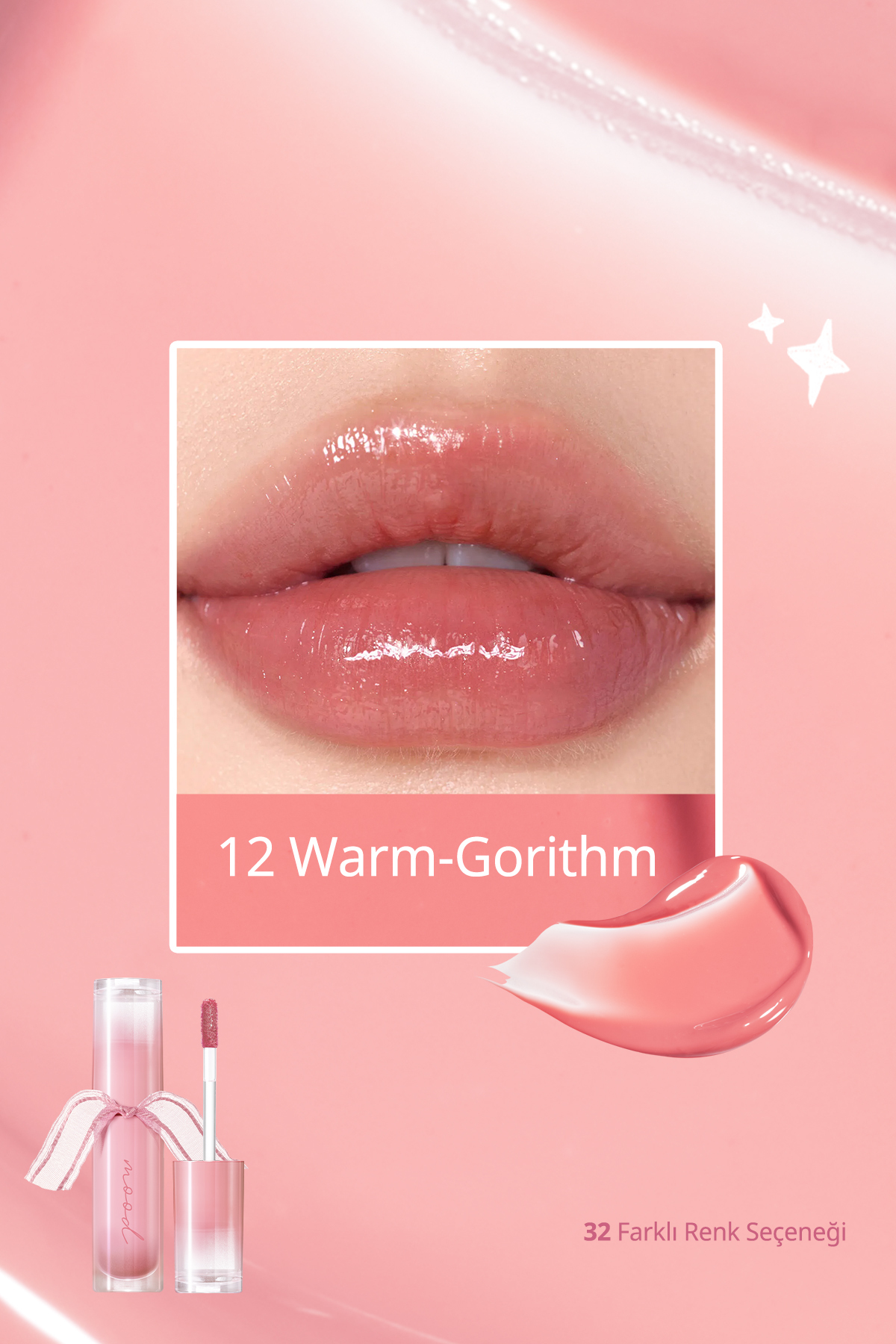 Kalıcı, Pigmentli, Parlak Bitişli Tint PERIPERA Ink Mood Glowy Tint 12 Warm-Gorithm (Peritage) — صورتی 6412 — تصویر 3 از 9