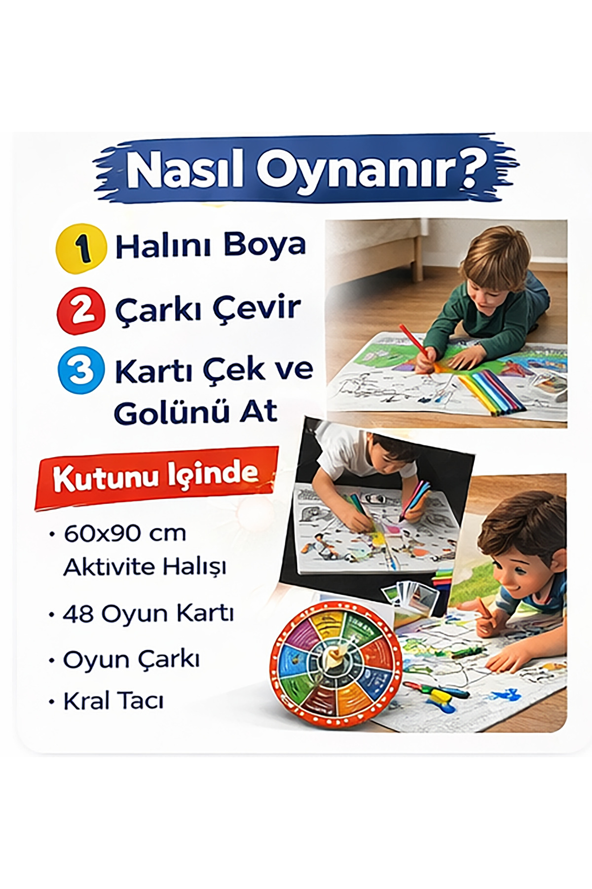 Renkli Düşler Atölyesi Minigol Arena Yıkanabilir Boyama Halısı Oyunu 60x90 cm | 2-4 Kişilik Eğitici Aktivite Oyunu 3-8 Yaş fotoğrafı 4 (önizleme)