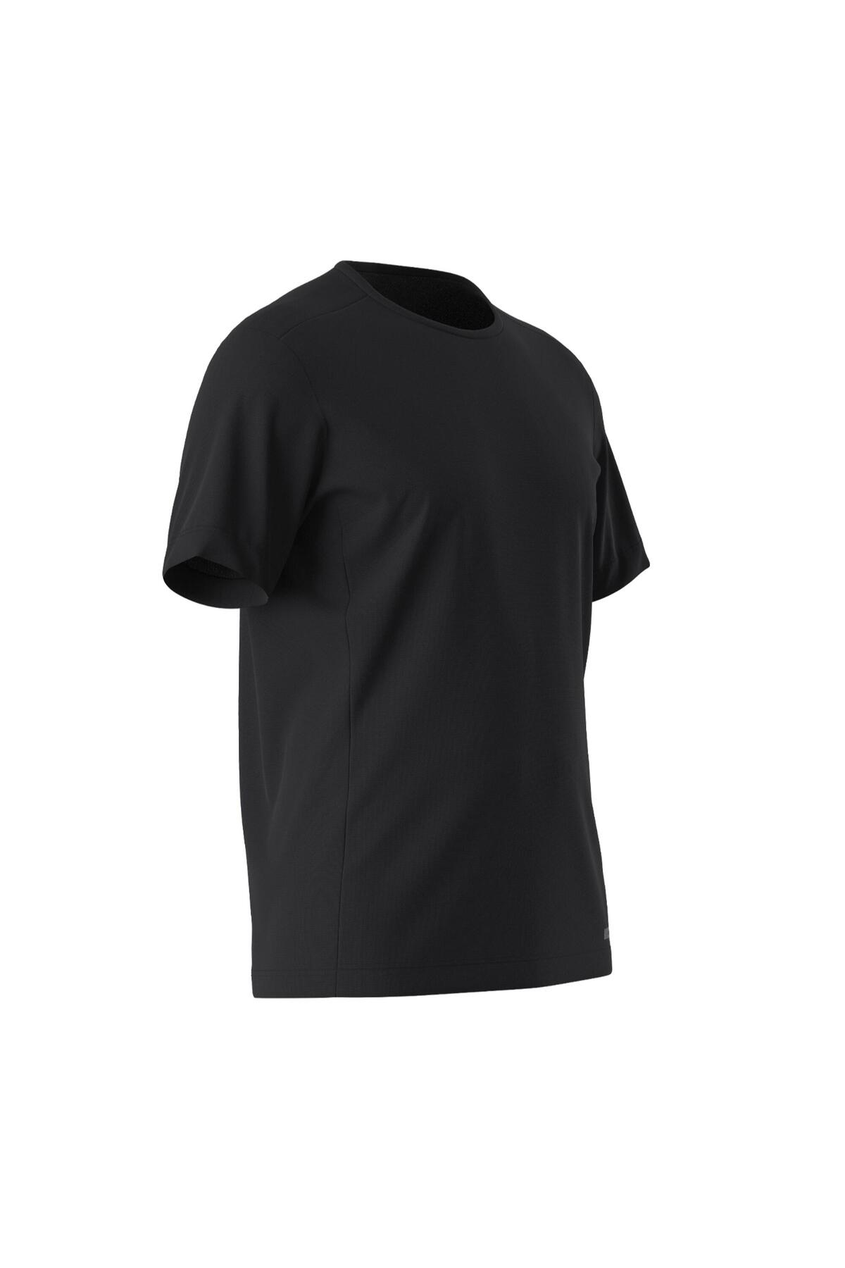 Decathlon Erkek Koşu Tişörtü Antreman Yürüyüş Tişörtü Hızlı Kurur Dry Siyah görsel 8