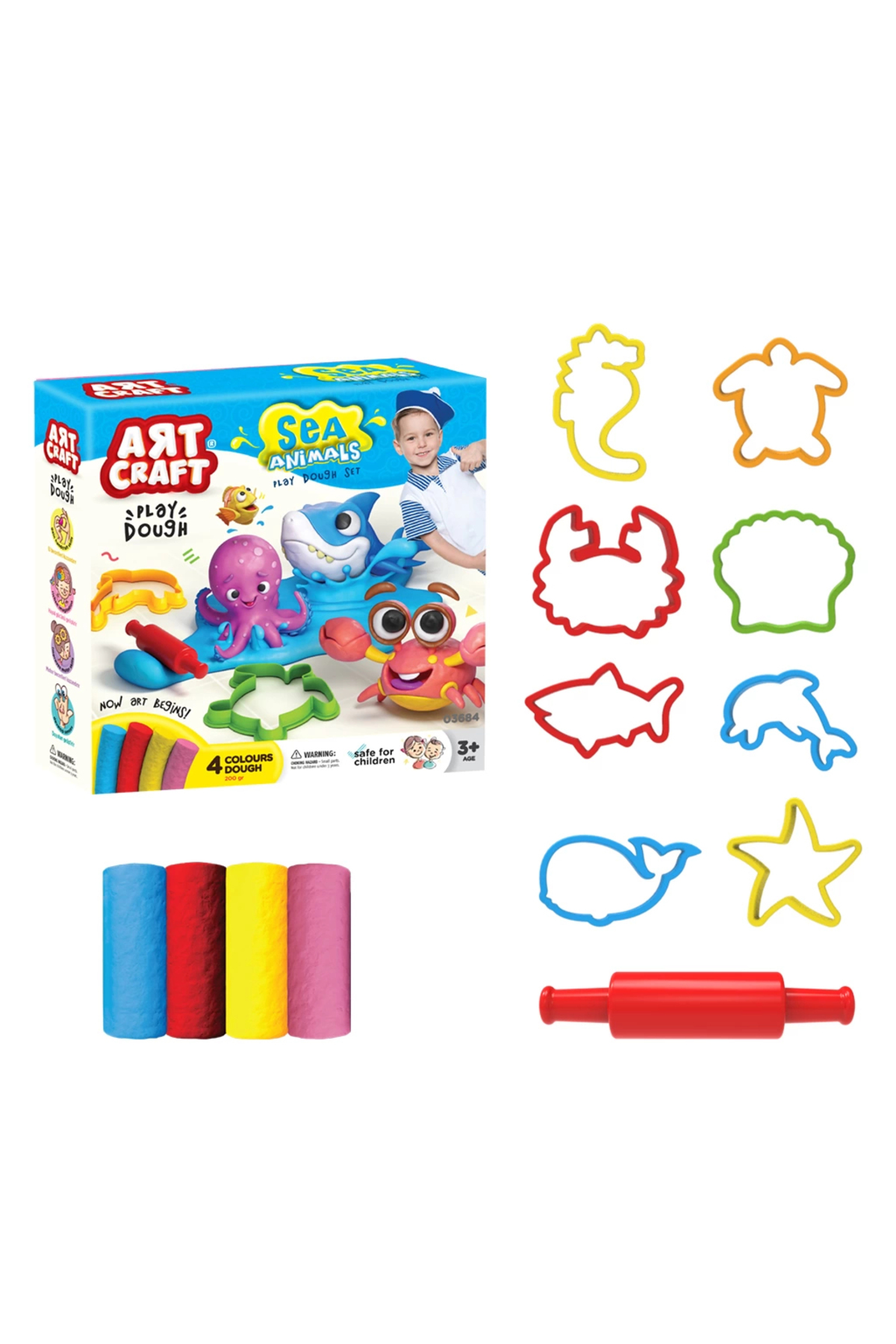Art Craft Play Dough Sets 200 Gr. (4 Pcs Dough And Sets) Dough Models Harmless Dough