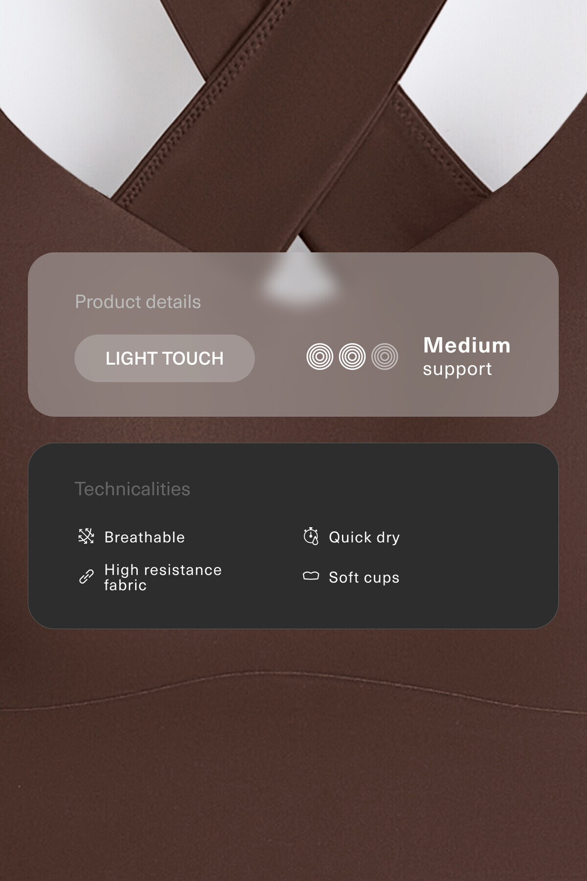 Oysho Light Touch çapraz sırt orta destekli sütyen görsel 3
