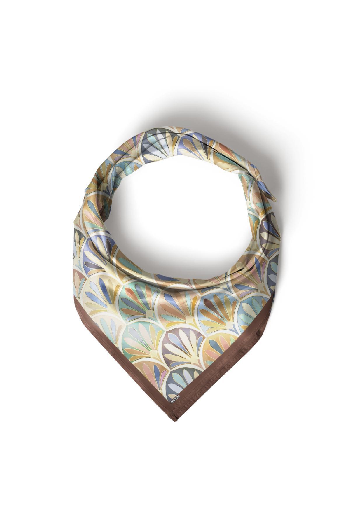 HAWWA Pastel Yelpaze Desenli Bandana Fular görsel 4