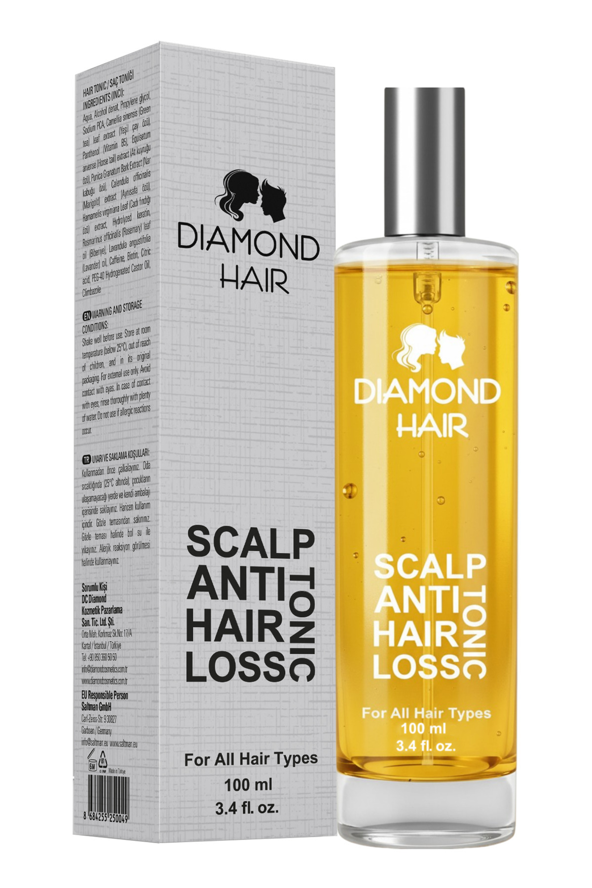 DIAMOND HAIR Hızlı Saç Uzatma Saç Dökülmesi Karşıtı Kaşıntı Kepek Önleyici Saç Derisini Yatıştırıcı Saç Toniği