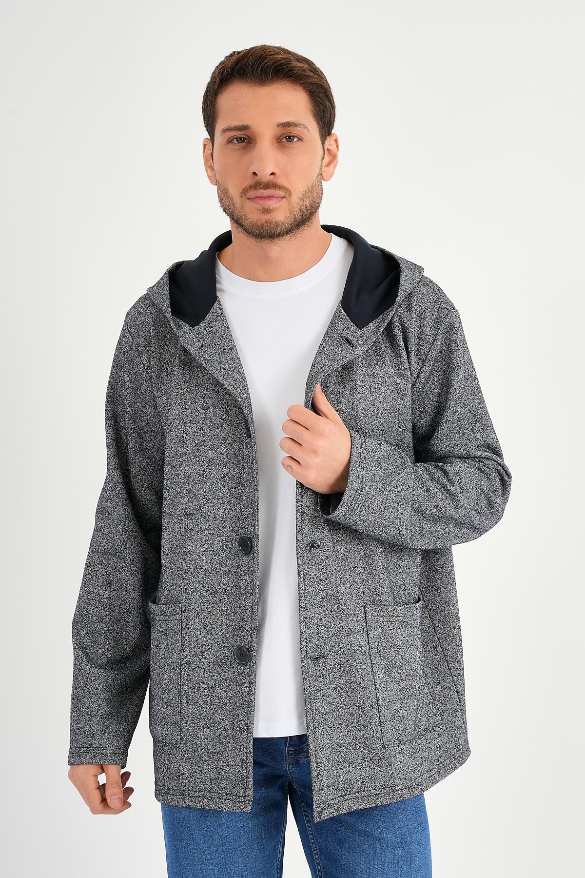 ژاکت بافتنی کلاه‌دار گشاد با آستر پشمی (E23-607 03) — سرهمی E23-60703 — تصویر 2 از 8