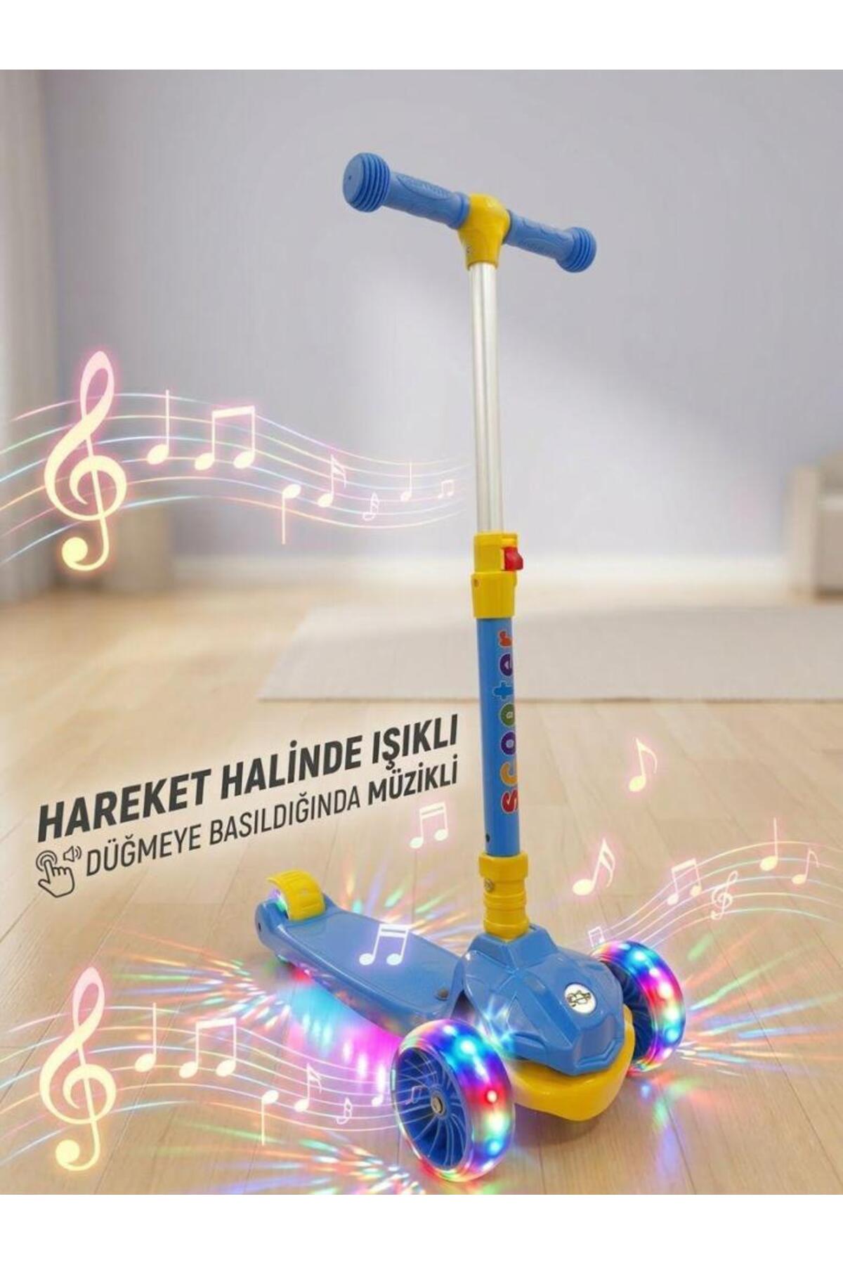 4-Stage Adjustable Children's Scooter with Music and Light Navy Blue with 100 Kg Carrying Capacity