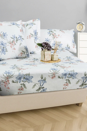 Şaheser Home Collection Carina Baskılı %100 Pamuk Saten Lastikli Çarşaf Seti ...