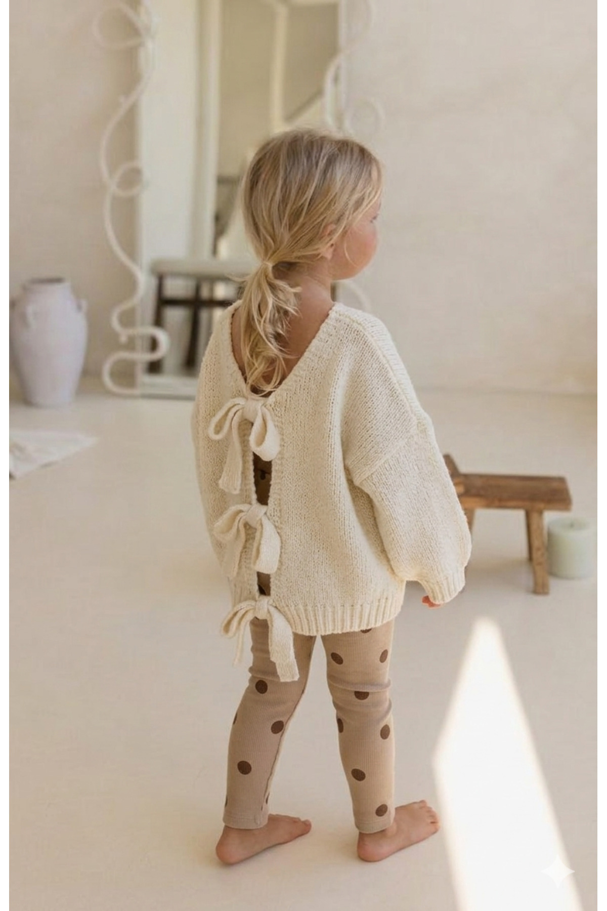 Little Koala %100 Organik Pamuk Puantiyeli Bebek Taytı – Bej & Kahve Esnek Belli Yumuşak Günlük Çocuk Taytı fotoğrafı 3 (önizleme)