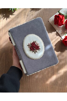 shaması El Yapımı Vintage Nakışlı Defter – A5 / 100gr / 384 Sayfa – Çizgisiz