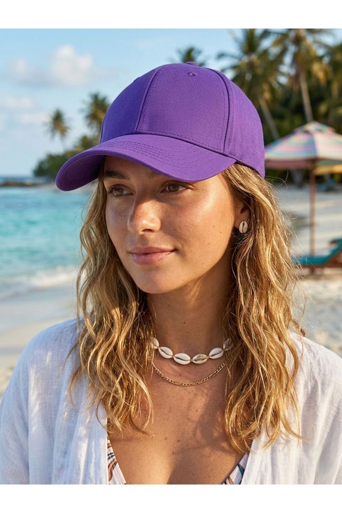 sf collection Mor Düz Basic Baseball Şapka Unisex Ayarlanabilir Cap görsel 2