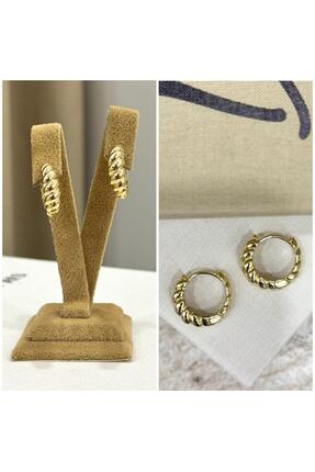 KOALA COMPANY ÇELİK ÜSTÜ ALTIN KAPLAMA GOLD RENK ALTIN MODELİ KÜPE 1,5 CM KAR...