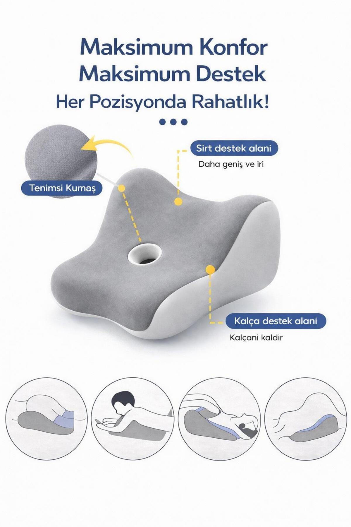 VISCORA Premium Çok Amaçlı Ortopedik Destek Yastığı – Hamileler ve Çiftler İçin Kalça ve Bel Destek Minderi fotoğrafı 2 (önizleme)