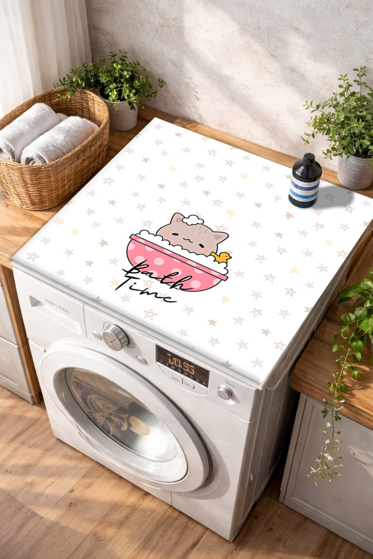 Getcarpet Çamaşır Makinesi ve Kurutma Makinesi Örtüsü Kaymaz Yıkanabilir Makine Üstü Koruma Pedi Dekoratif Mat