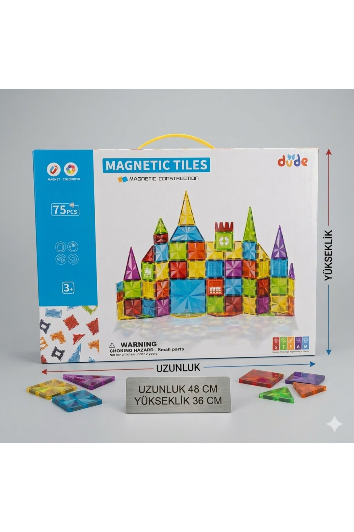 Daily Bazaar Manyetik Yapı 75 Parça Manyetik Bloklar - Eğitici Lego Seti (48x36 cm Mega Boy) fotoğrafı 2 (önizleme)