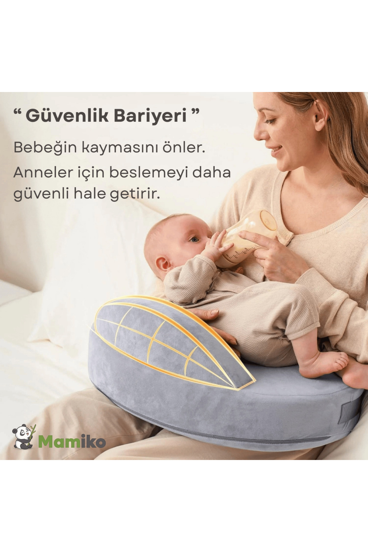 Mamiko Emzirme Yastığı, Bebek Destek Minderi, Yıkanabilir Kumaş, Hafızalı Köpük, Visco, Ortopedik fotoğrafı 2 (önizleme)