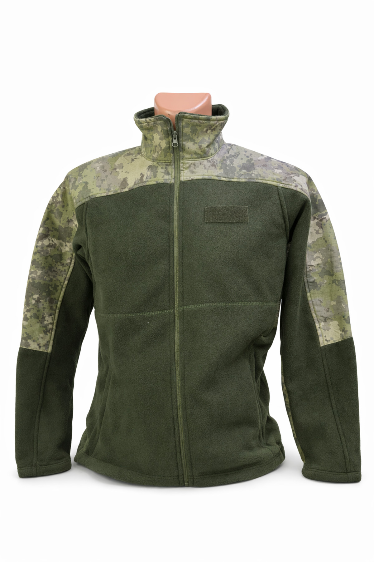 Kamuflaj Omuz Detaylı Polar Taktik Mont – Askeri Stil Fermuarlı Outdoor Polar Ceket — سبز 8697425938417