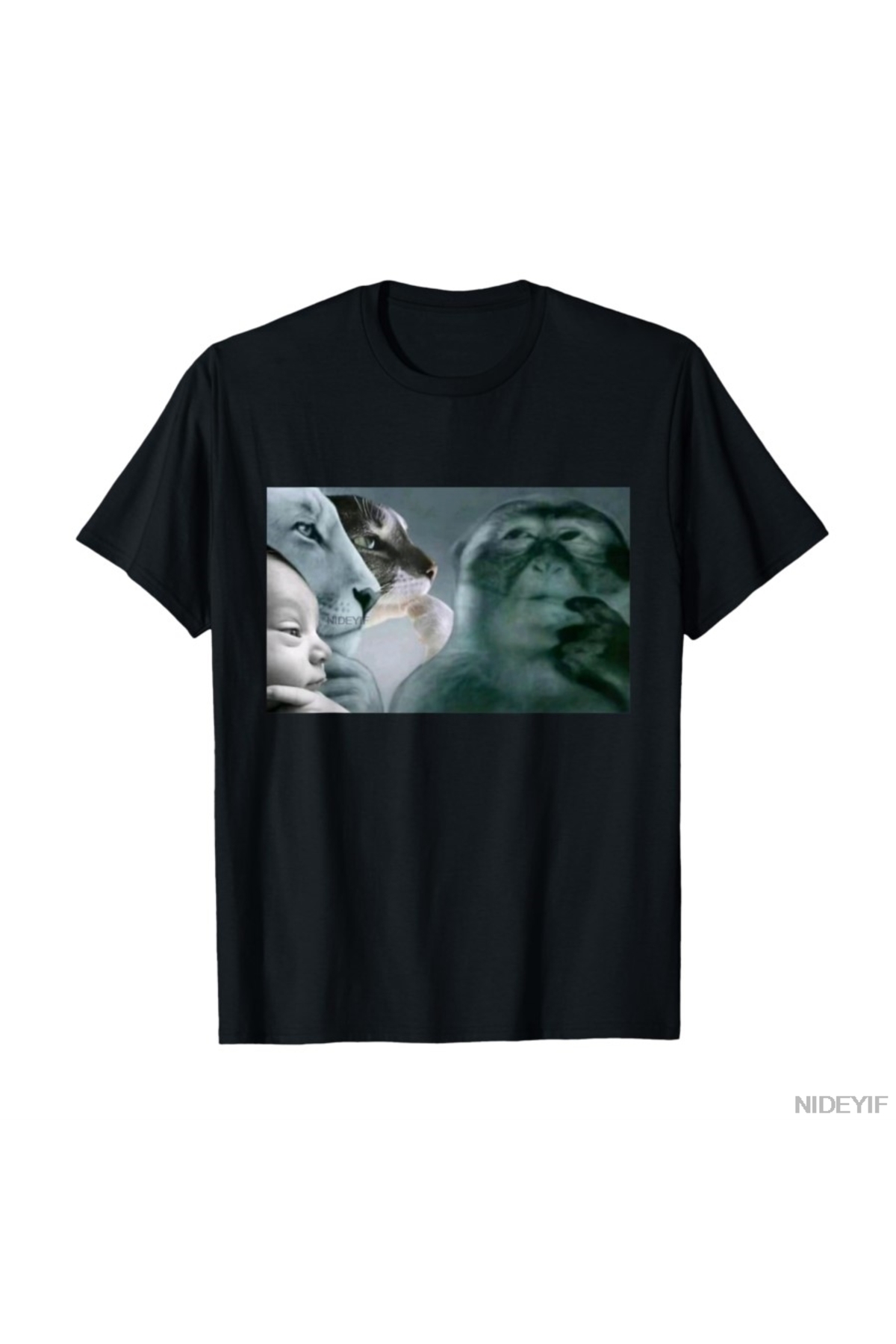 Flood Of Style تي شيرت Rage Bait Lion Thinking Monkey AI Baby Meme ...