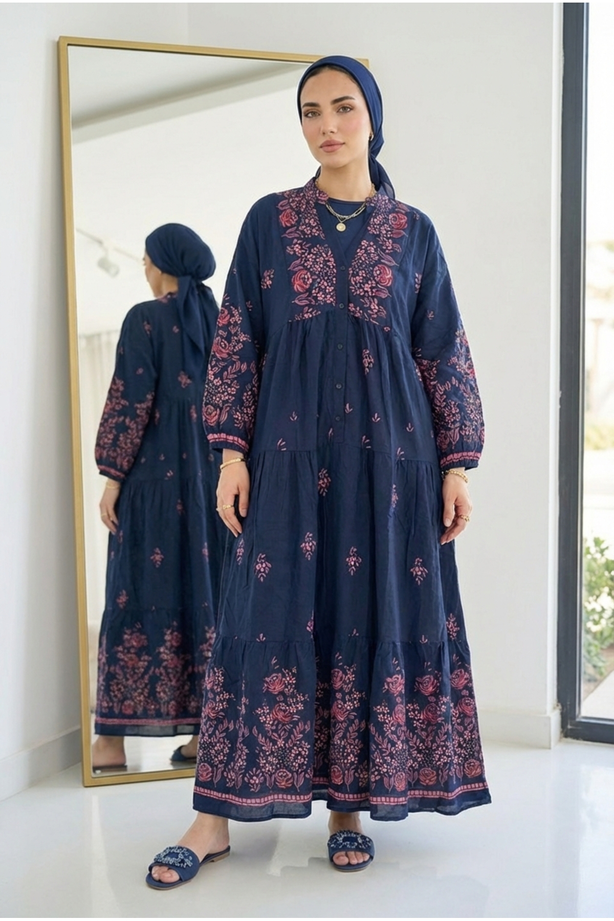 Kirazca Butik  Kadın Etnik Şık Tesettür Elbise Uzun Elbise - Görsel 3