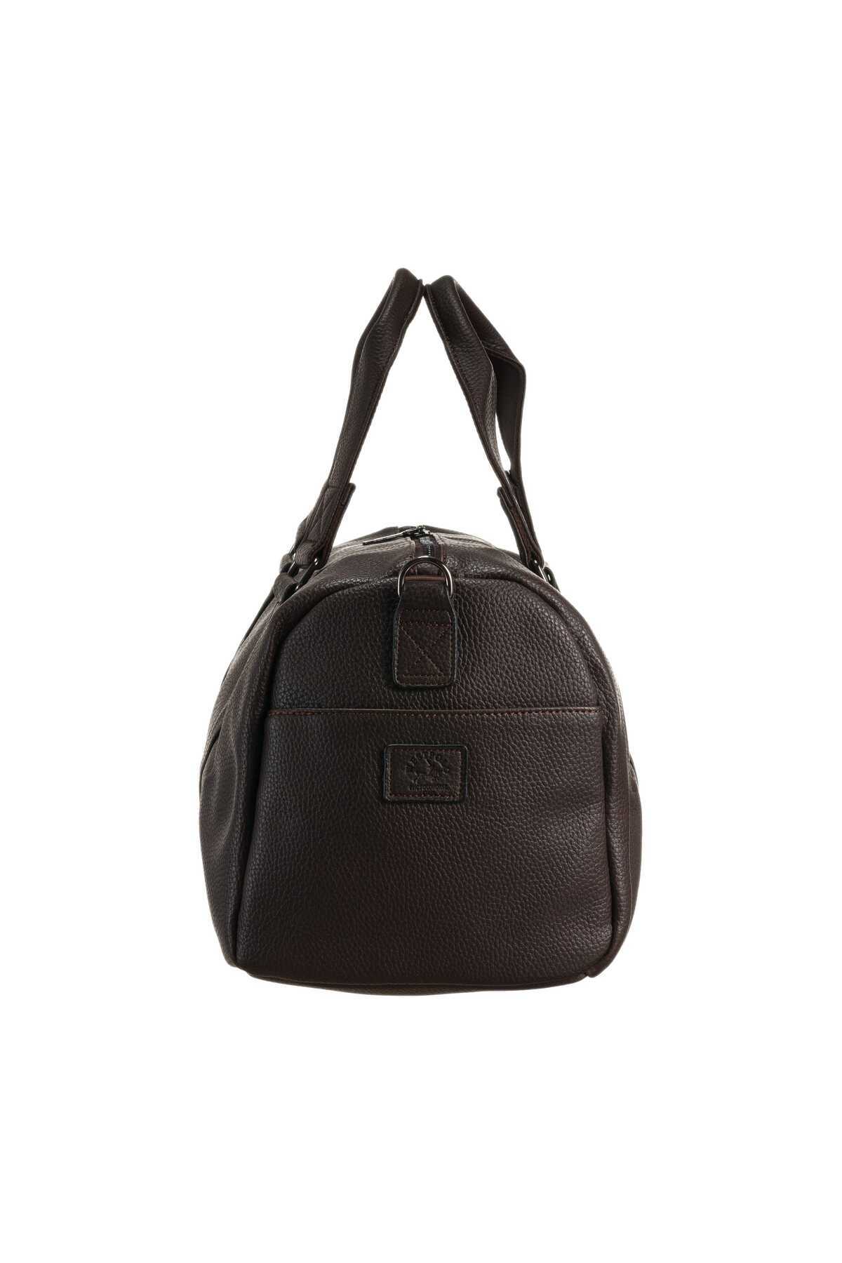 Westpolo  Vegan Deri Şık ve Fonksiyonel Seyahat Valiz ve Modern Erkek Spor Çantası - Kahverengi - Görsel 3