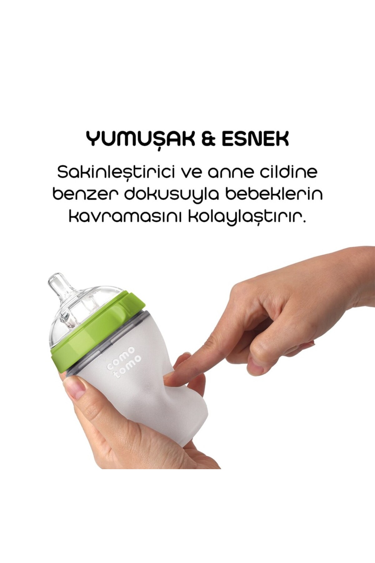 NW NessiWorld Comotomo Antikolik Silikon Biberon 150 ml 0-3 Ay Yeşil fotoğrafı 4 (önizleme)