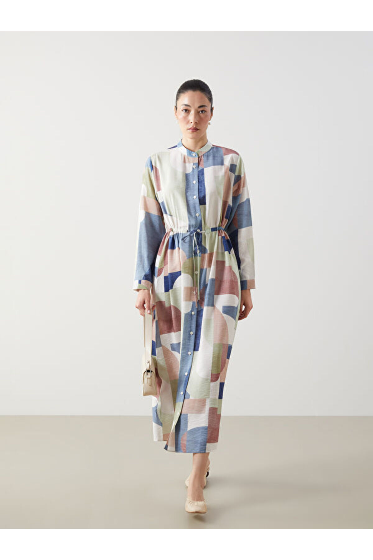 LC Waikiki Judge Collar Patterned Women's Shirt Dress