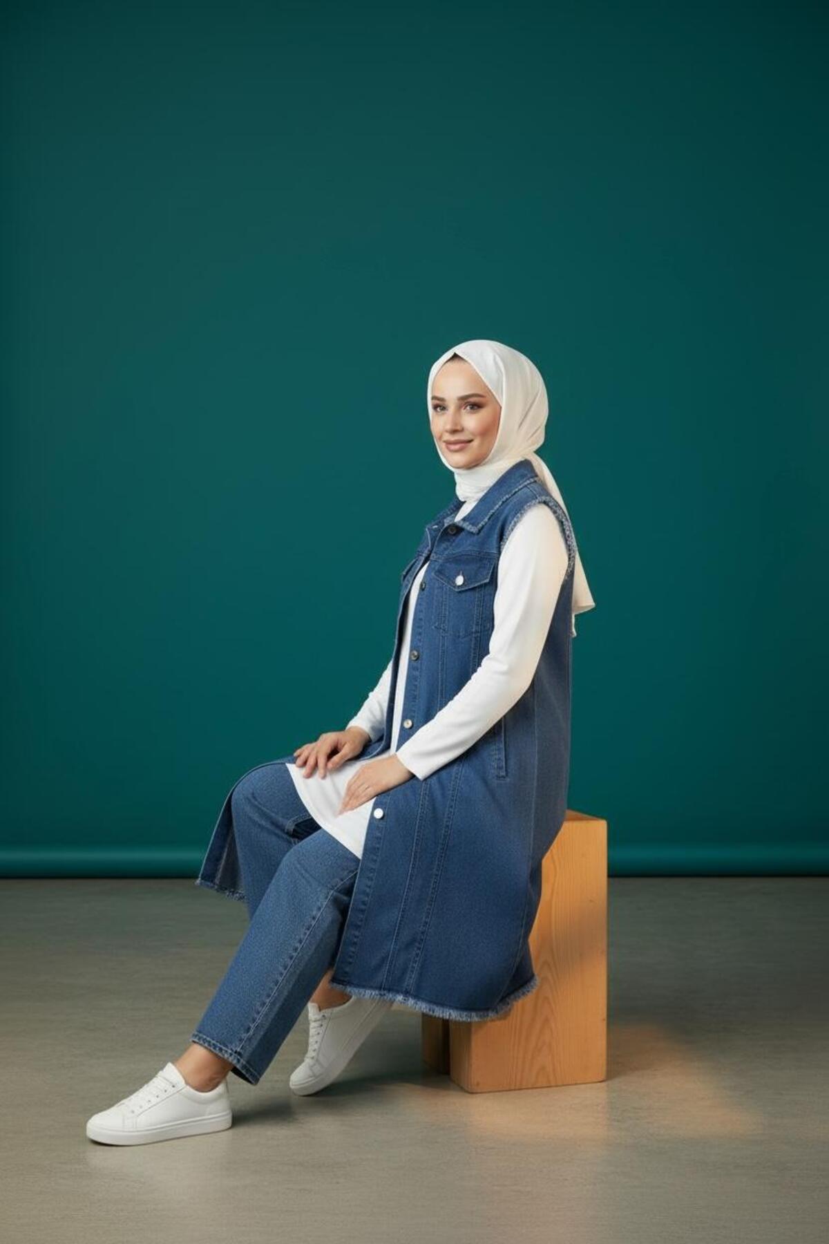 Züvara  denim püskül detaylı yelek - Görsel 3