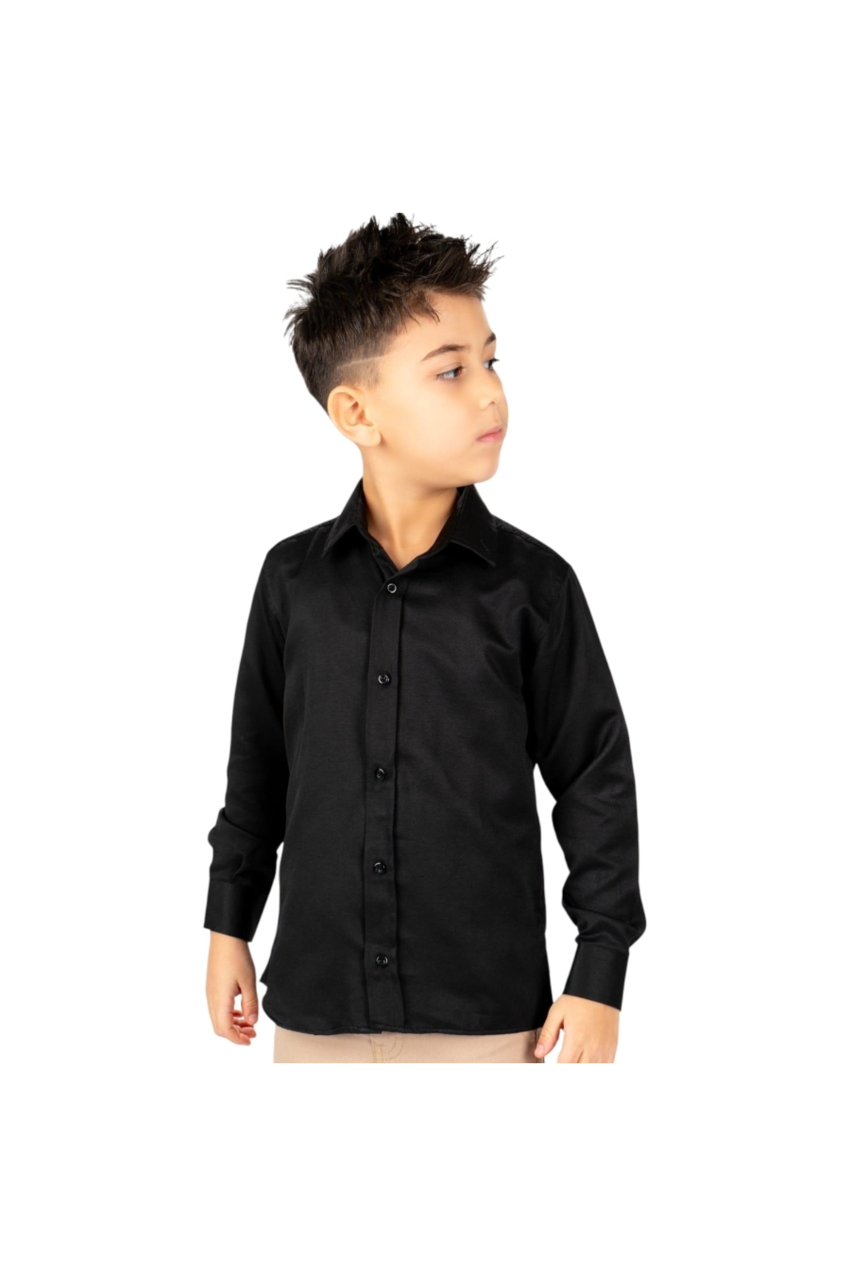 CUBBUX Erkek Çocuk Uzun Kol Basic Gömlek - %100 Pamuklu Klasik Kesim fotoğrafı 4 (önizleme)
