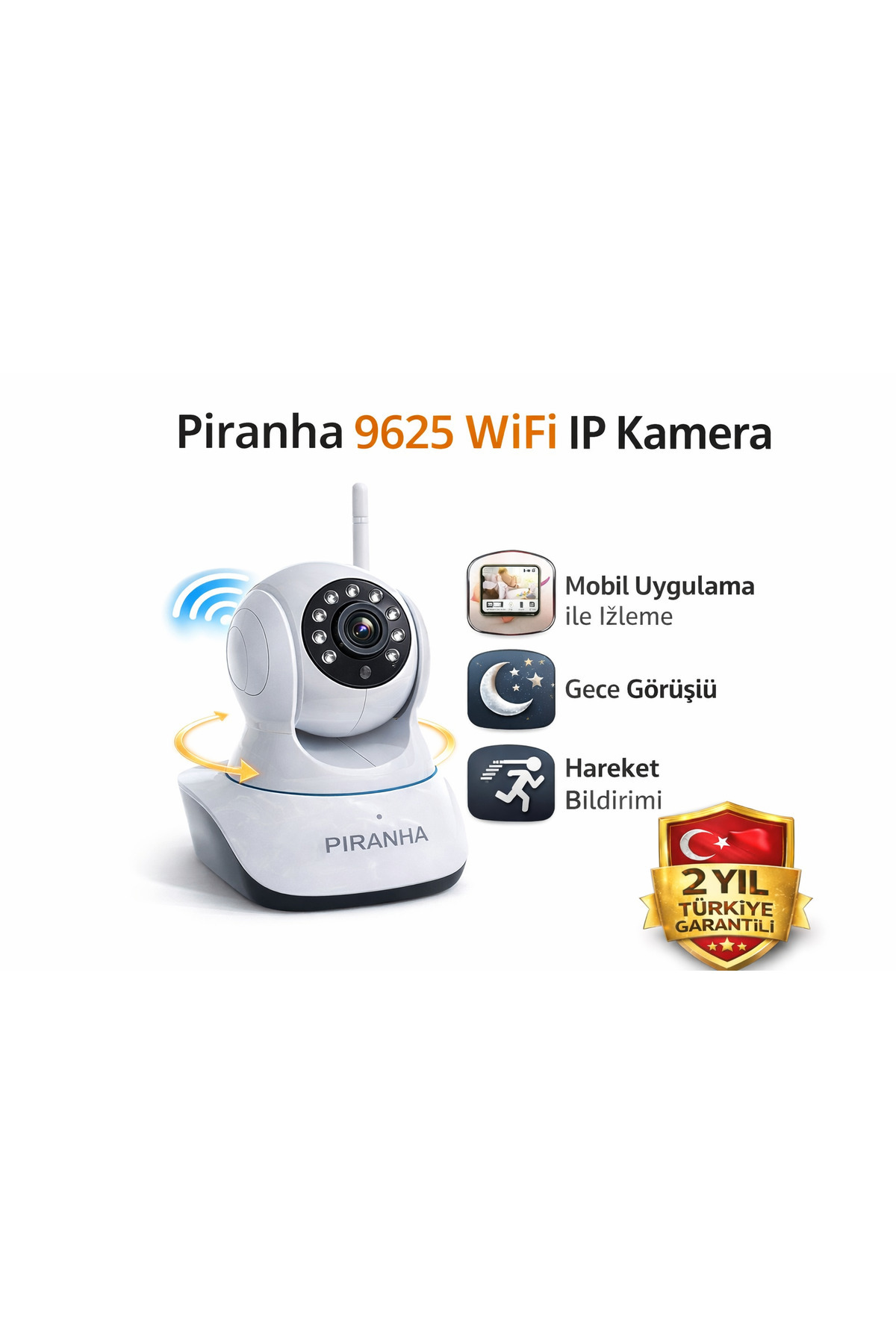 POLYBOTUM Piranha 9625 WiFi IP Kamera 1080P Güvenlik Kamerası Gece Görüşlü Bebek İzleme Kamera fotoğrafı 2 (önizleme)