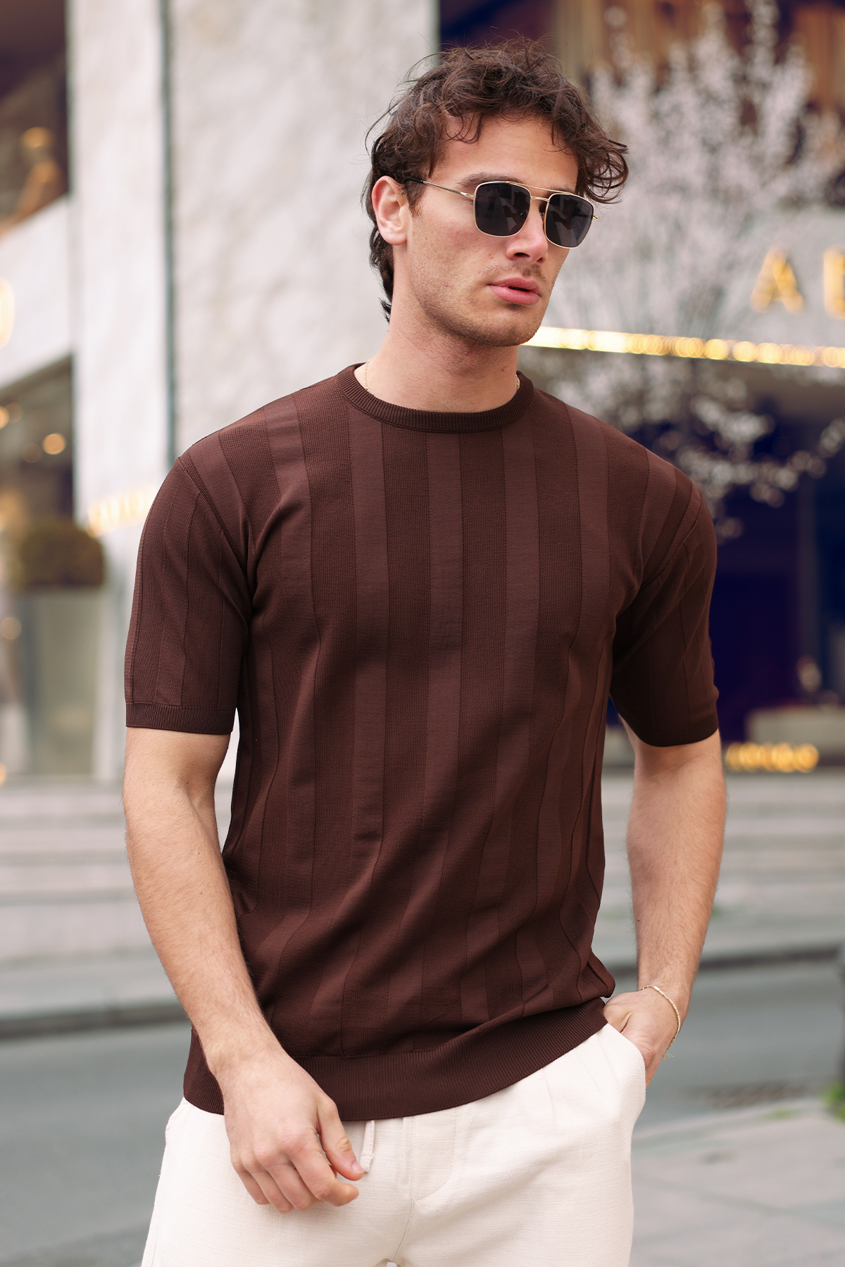 aziso  Erkek Bisiklet Yaka T-Shirt - Görsel 2