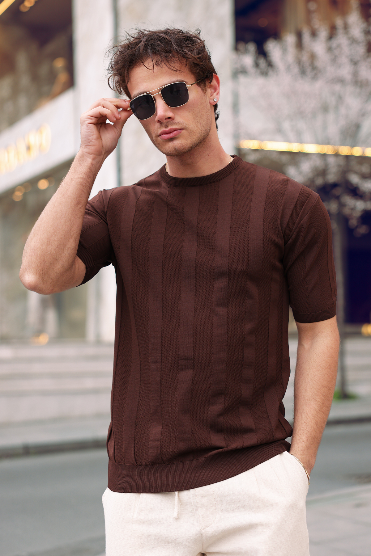 aziso  Erkek Bisiklet Yaka T-Shirt - Görsel 3