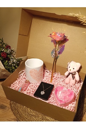 Paganca Hediye Seti Ayıcık Anahtarlık - Kupa - Kalpli Kolye - Dilek Şişesi - ...