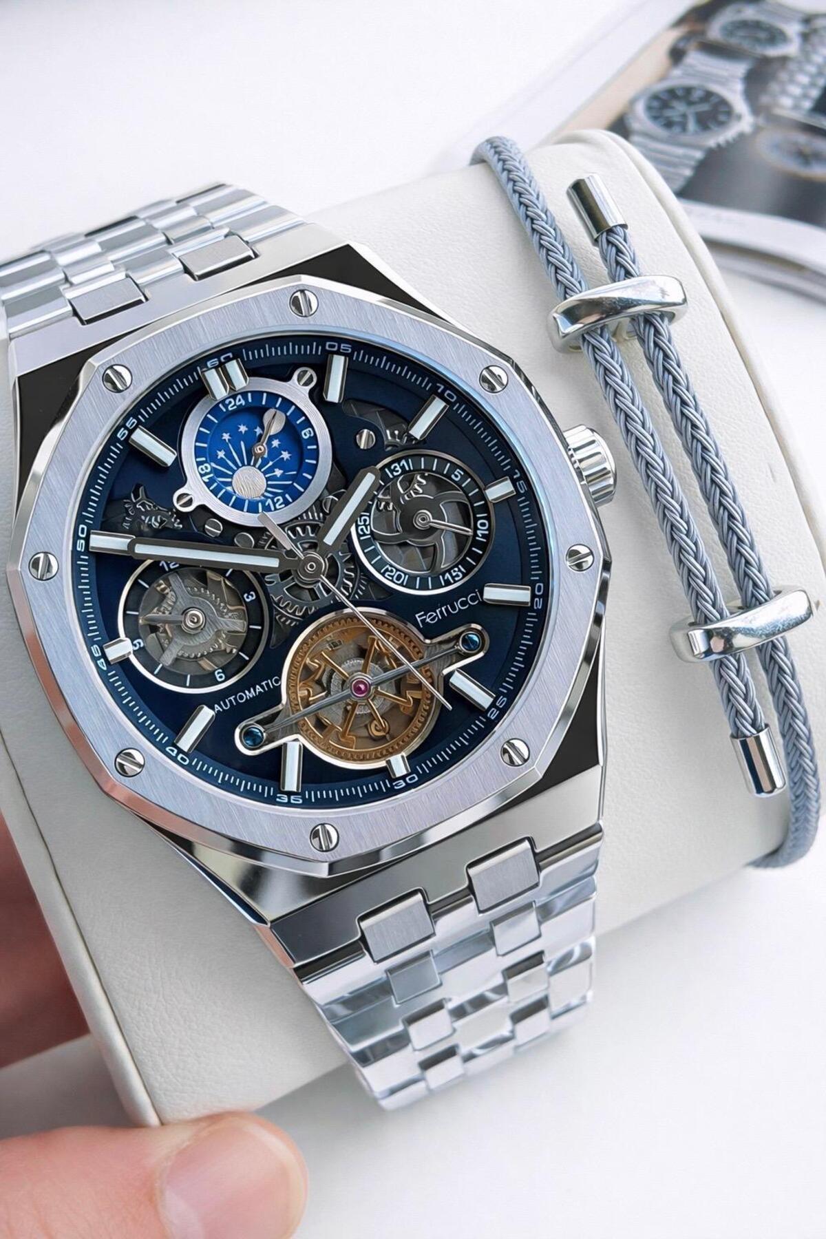 Ferrucci Otomatik Ve Kurmalı Güneş Ve Mehtap Kadranlı 2 Yıl Garantili Erkek Kol Saati BFC.M3571.S3