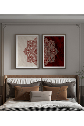 Meröka Sonsuz Harmoni Şık Modern Premium Mandala Tablo Seti 2'li Duvar Dekoru...